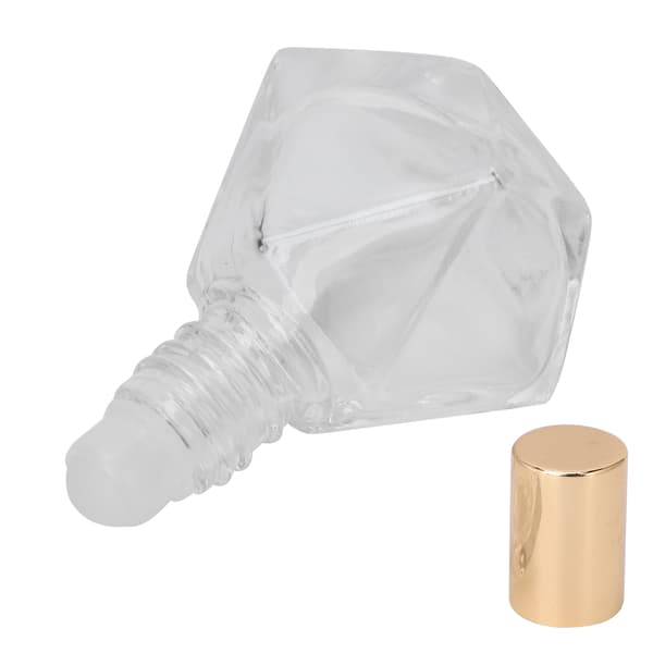 Påfyllningsbar 8 ml glas roll-on parfymflaska guldfärgat lock glaspärlor aromaterapi eterisk oljerulle