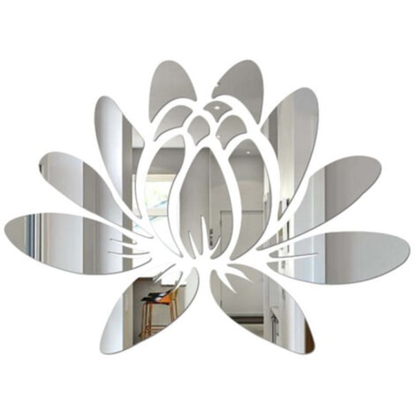 Lotus Wall Sticker Akryl Spejl Blomster Skræl og Stick Wall Decals Wall Stickers Murals for Soveværelse Badeværelse Stue Roo