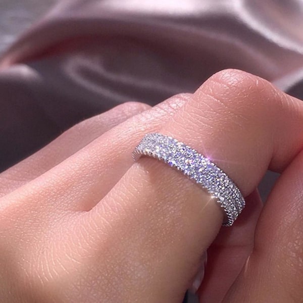 Luksus Kvinner Flerlags Rhinestone Innlagt Finger Ring Bryllupsfest smykker Gave US 9
