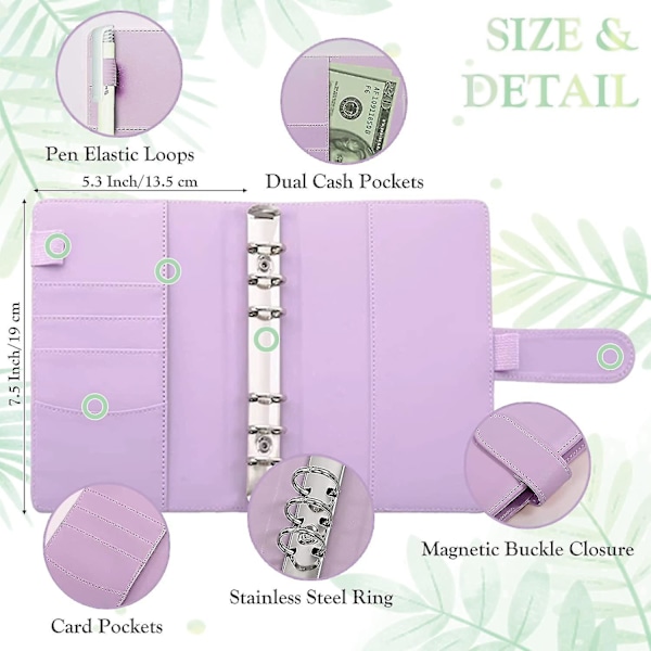 A6 Pu Läder Notebook Planner Organizer Pink