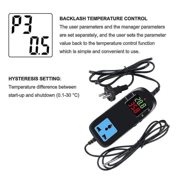 Mh-2000 Ac90v~ 250v Laadukas elektroninen termostaatti Led digitaalinen jalostuslämpötilan säädin Termoparitermostaatti