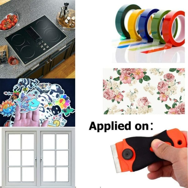 Tokantet plastskrape for å skrape etiketter, feste gulvdekaler, klistremerker for glassmaling (2 spader + 1 plastskrape, skrape + 10 metallsk.