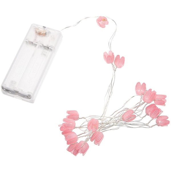 Blomsterljusslinga, tulpanljusslinga, dekorativ ljusslinga, ljusslinga för inomhusbruk, rosa tulpan DIY [2 meter 20 lampor - batteridriven]