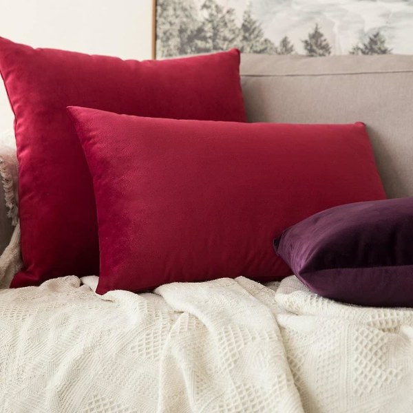 Set med 2 kuddfodral i sammet Dekorativ soffa Case Superlen Mjuk Bekväm dekoration Hem Vardagsrum Sovrum För Soffa 65x65cm Brun