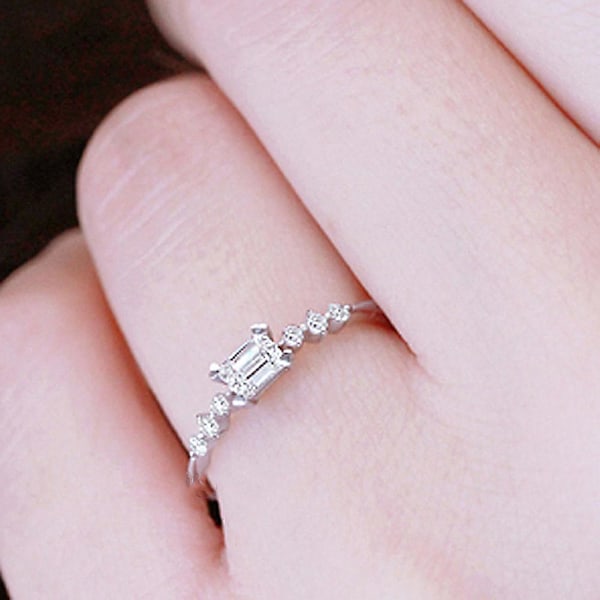 Bröllop Brudförlovning rektangulär strass Slim Finger Ring Smycken Present US 7