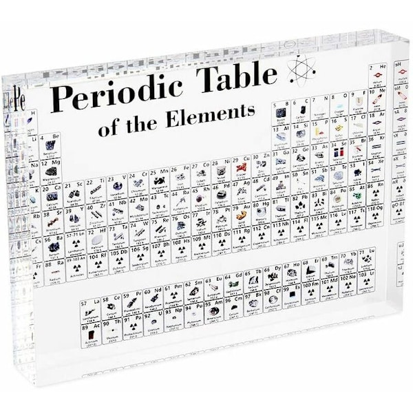 Tryckplåt 170*120*24mm Svartvitt element Kristallfärg Periodisk tryckplåt Periodiska systemet för kemiska grundämnen