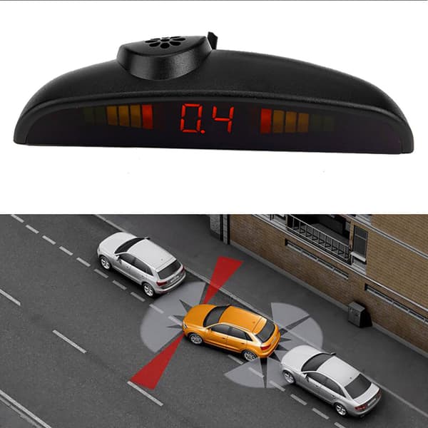 Bil Baklæns Backup Parkeringssensor System 4 Radar Hvid Stemmeudsendelse