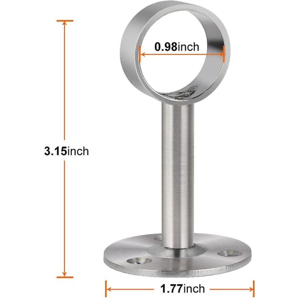 2 stk Justerbar takbrakett for gardinstang, gardinstangfeste med rustfritt stål festeplate for skap Gardinholder - diameter åpning 2