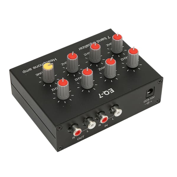 7-bands digital equalizer dubbelkanal RCA ingång utgång 12dB hög basjustering