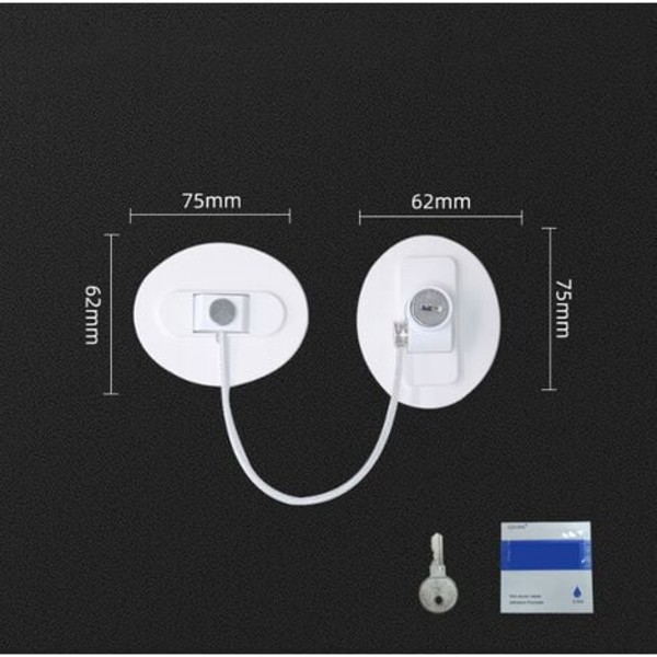 Jääkaappipakastimen turvalukko, ikkunalukko, lapsilukko jääkaapin, kaapien ja ikkunoiden lukitsemiseen (1 set) Valkoinen