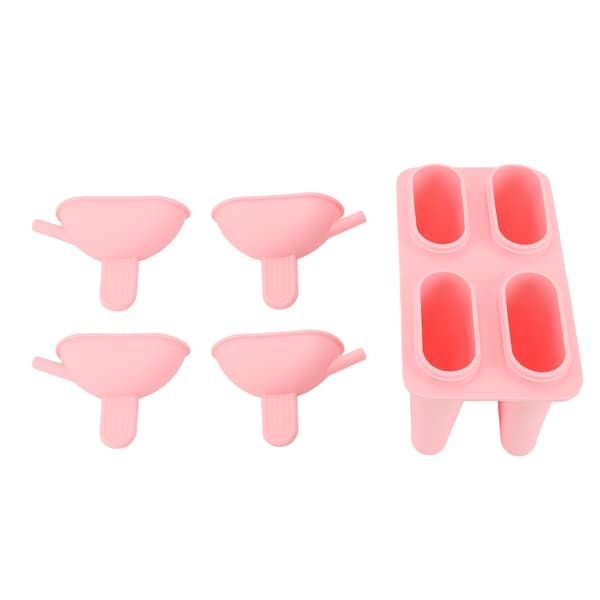 Rosa bærbar silikon iskremform DIY ispinne maker med 50 pinner
