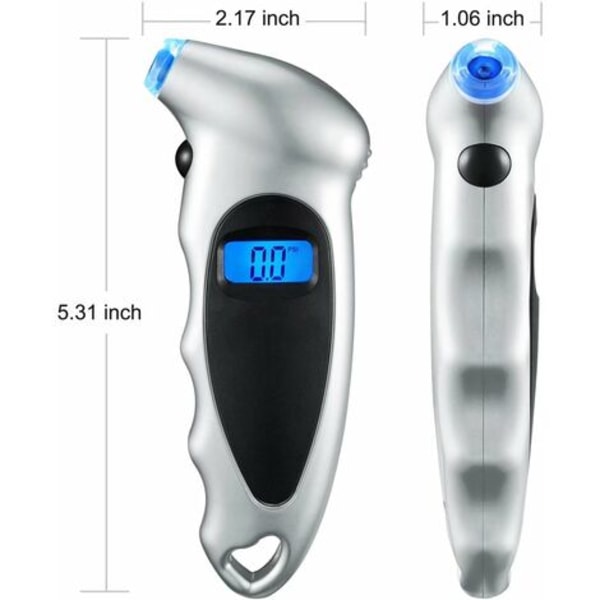 Digital trykkmåler 10 bar, digital dekktrykkmåler bil, sykkel, terrengsykkel, motorsykkel