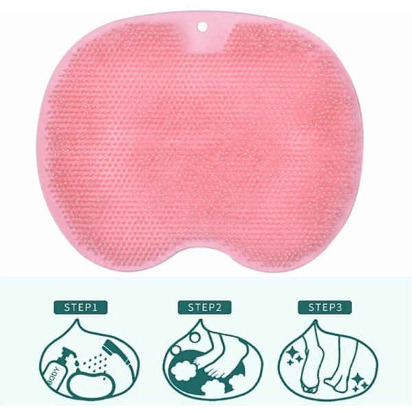 Duschgummiband Sugkoppsborste TPE ryggmassageborste (rosa),