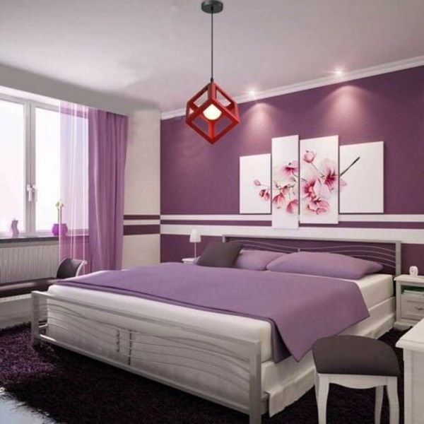 Sett med 2 Moderne hengende lysarmatur Kubeformet lysekrone i geometrisk stil metalltaklampe E27 taklampe for seng