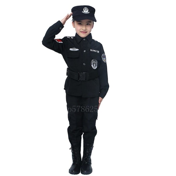 Barn Polis Uniform Poliser Cosplay kostym Height 130CM cc04 | Height 130CM  | Fyndiq