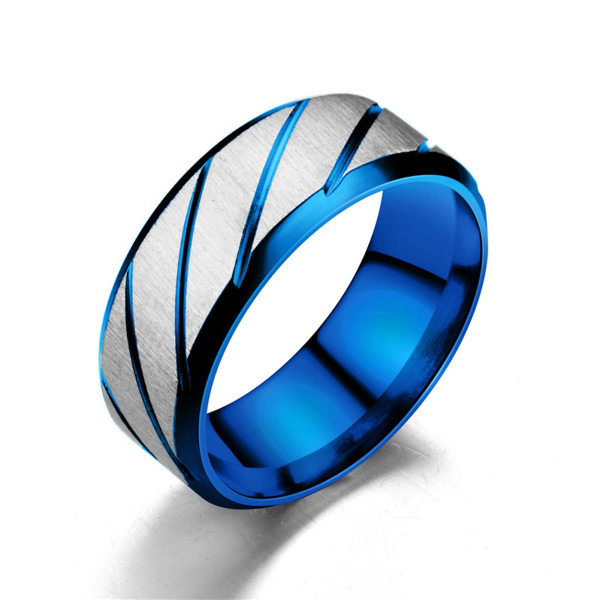 Par ring kypert mønster Alle match Fin utførelse Rustfritt stål Geometrisk skinnende unisex ringer for forlovelse Blue US 11