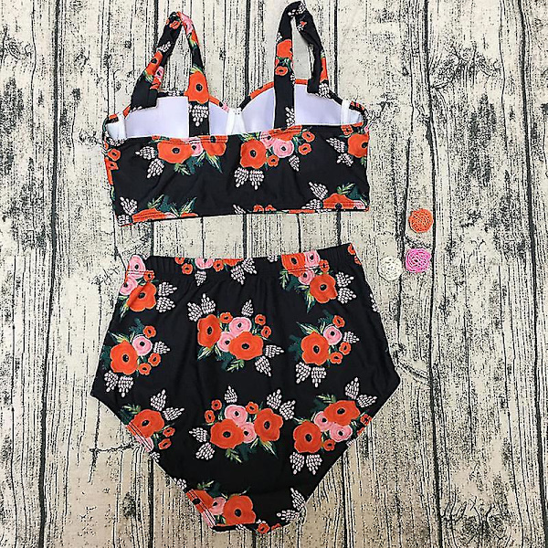 Dampaddad Crop Top med hög midja Bikini Set Baddräkt S