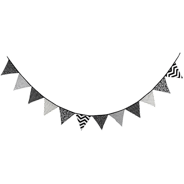 Vimpel Garland Dekoration 3,2 M längd (svart och vit)