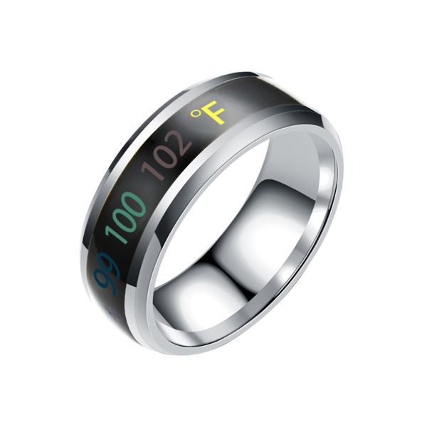 Mode Rostfritt stål Intelligent Temperatur Humör Emotion Feeling Par Ring Blue US 8