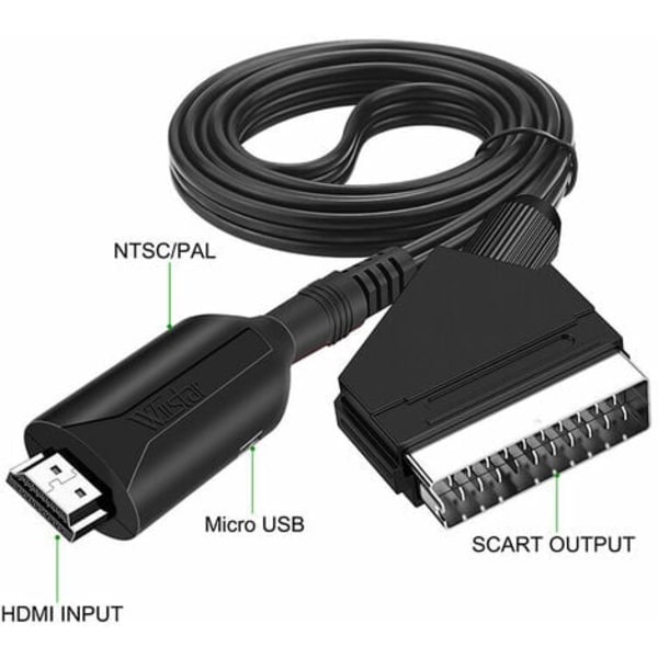 Scart til Hdmi Converter Video Audio Adapter for Hdtv/dvd/set-top-boks/ps3/pal/ntsc