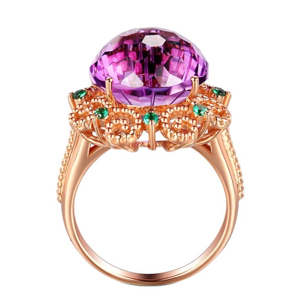 Mode Kvinnor Faux Ametist Finger Ring Bröllop Engagemang Bankett Smycken Present US 7