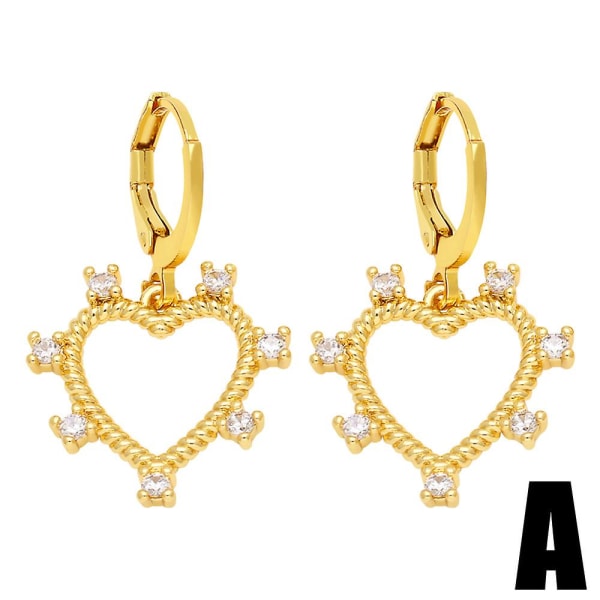 Örhängen Vintage Zircon Heart Stud Modesmycken Ac8629 A