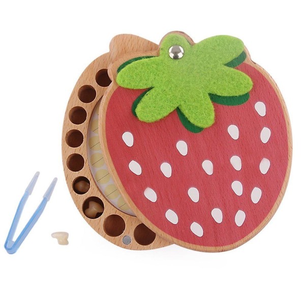 Strawberry Baby Tooth Box - Engelsk klistremerke