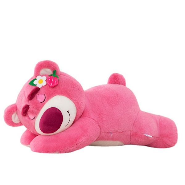 Strawberry Bear Doll Liggande Position Bear Kudde Plyschleksak