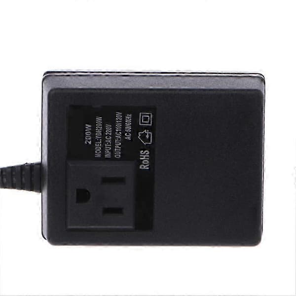 200W AC 220V til 110V Reduserende Transformator Konverter Reise Strøm EU Plugg Adapter - XN Svart