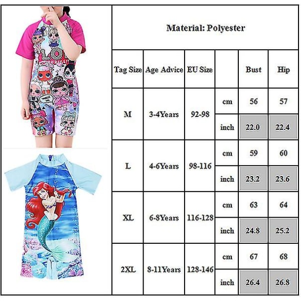 Barn Jenter Badedrakt Barbie Sofia Mermaid Jumpsuit i ett stykke Sofia 4-6 Years