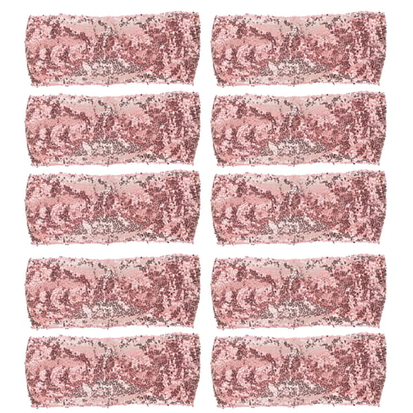 10 stk. Rosegull Elastisk Stolbelte Justerbar Setestropp for Festdekor