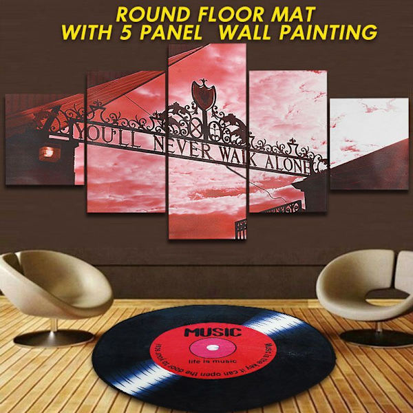 80 cm Vinyl Record Soveværelse Gulvmåtte - Rød skive, Rund Anti-Slip måtte，Til toiletter, toiletter osv.
