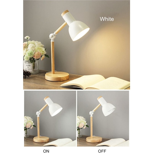 Creative Nordic Wooden Skrivebordslampe Sammenfoldelig Jern Bordlampe Øjenbeskyttelse Læselampe til Stue Soveværelse Boligindretning
