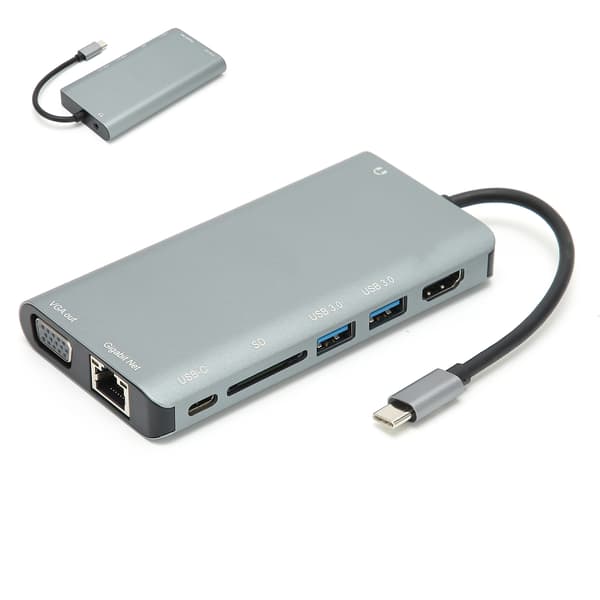 8 i 1 USB C Dockingstasjon med HDMI VGA USB 3.0 Adapter