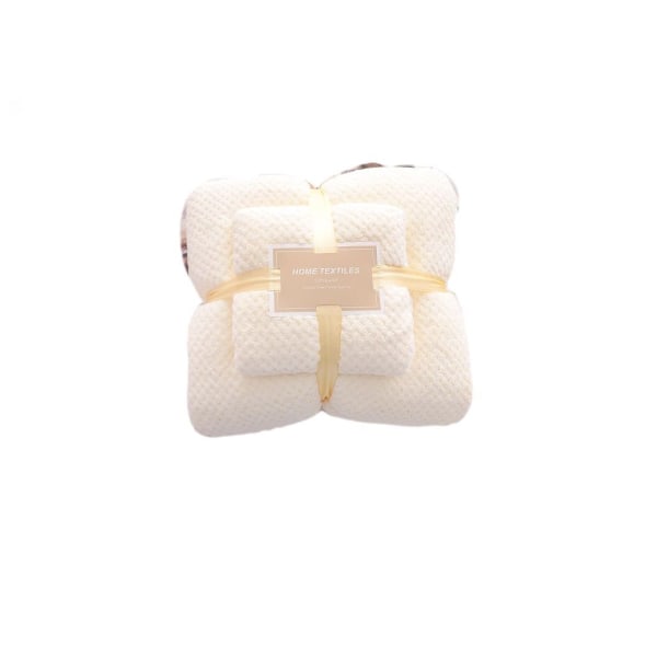 Coral Velvet Quick Dry Absorberende Badehåndklæde Sæt (High Density Ananas Grid-Beige)