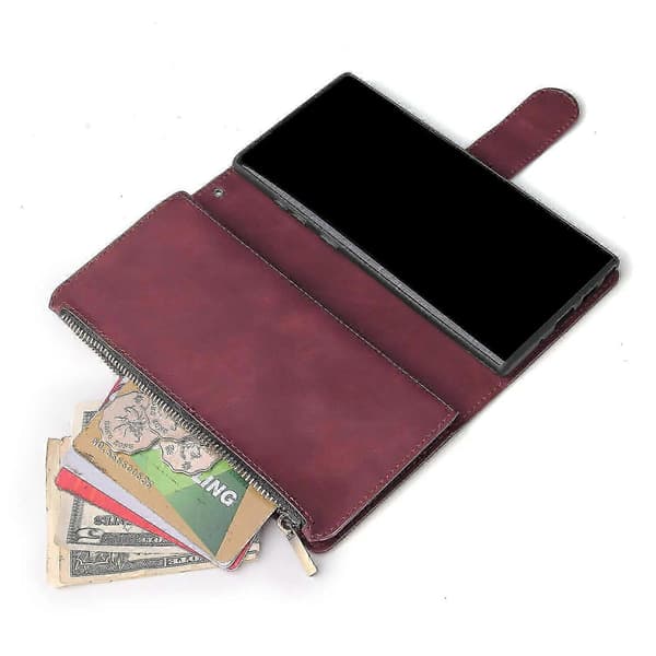 Etui til Samsung Galaxy Note 10 Plus Læder Magnetisk Pung Lynlåslomme Beskyttelse Håndrem Kompatibel med Samsung Galaxy Note 10 Plus Etui C2