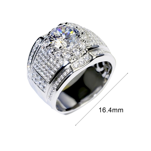 Män Mode Rhinestone Silver Pläterad Bröllop Engagemang Finger Ring Smycken US 11