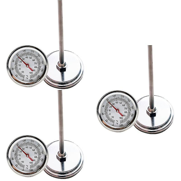 3 stk Kompost Jordtermometer Premium rustfrit stål Metalmålesondedetektor