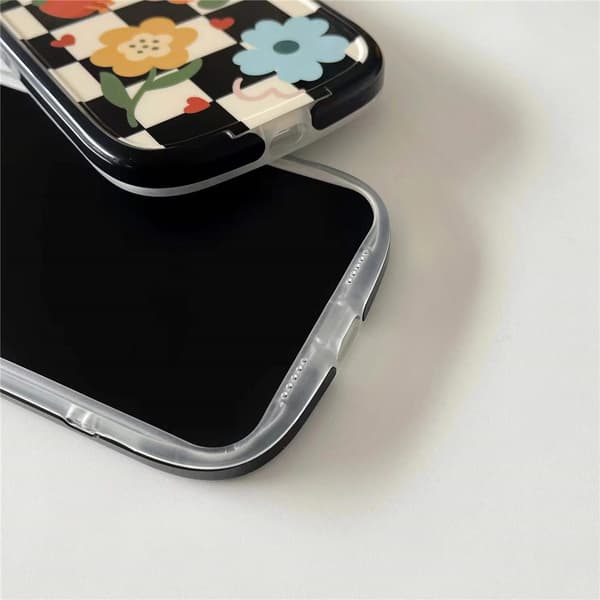 Mobildeksel til iPhone 13 Pro Max med søte blomster, håndleddsstropp og stativ