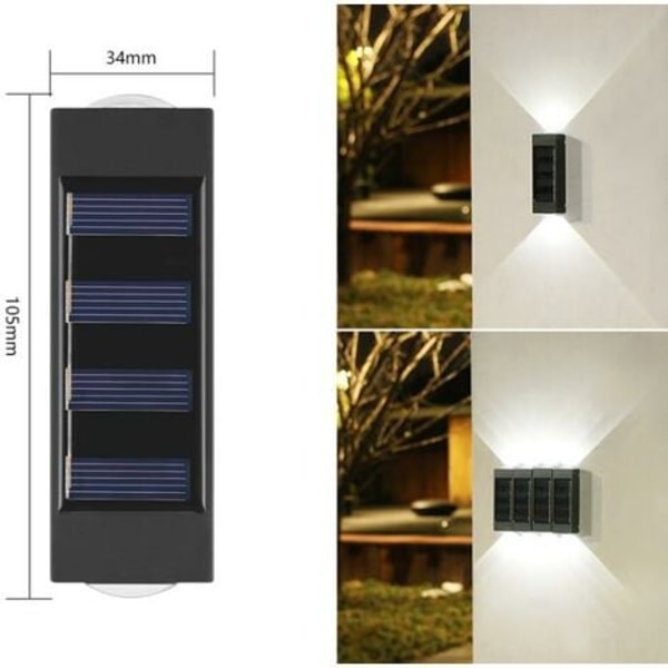Udendørs solcelle lanterner lampe, 2 LED strip væglamper