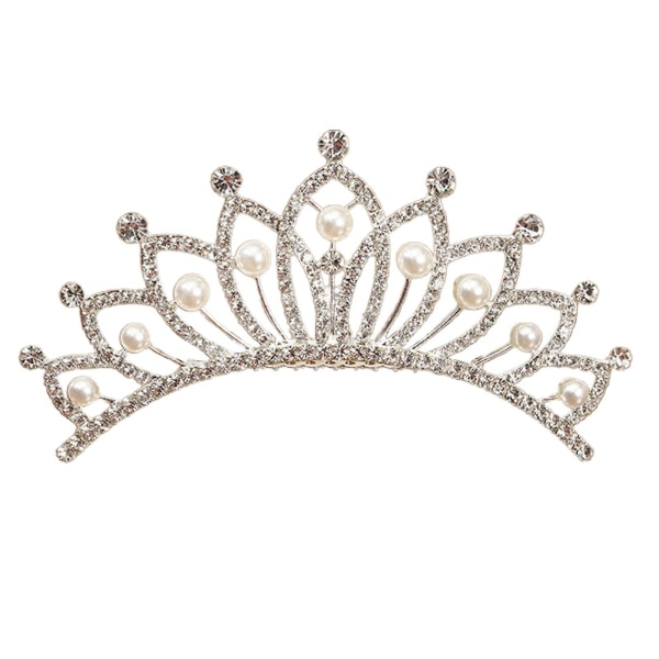 Sett inn kamlegering Innlagt perlekrone Hårsmykker Rhinestone Tiara for kvinner Style Two