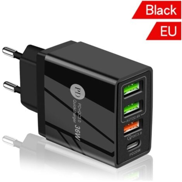 PD36W hurtiglader mobiltelefonlader 5V4A britisk europeisk og amerikansk standard PD+3USB multi-port adapter lading