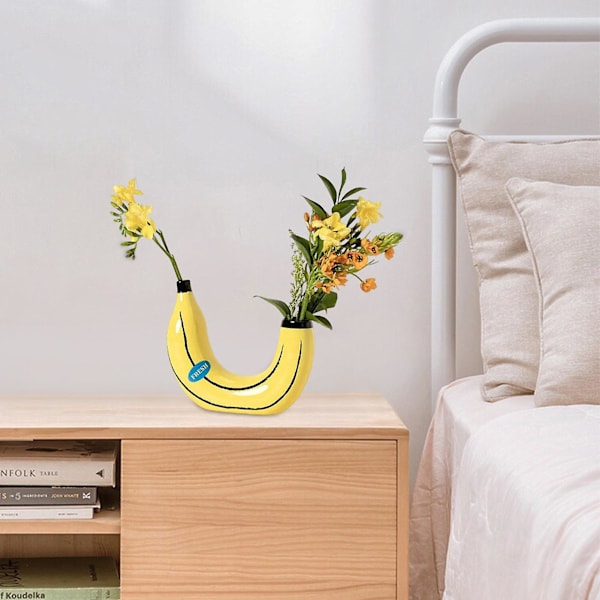 Bananvas Hållbar Ljusgul Färg Syntetharts Modern Blomkruka Konst Hantverk Skrivbordsvas Prydnad Heminredning