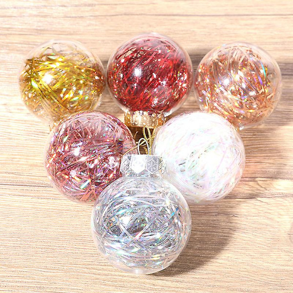 4st julboll Transparent julgransprydnader gold