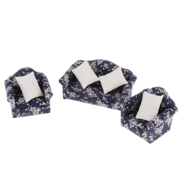 1/12 Nukkekodin miniatyyrit Double Sohva Loveseat Olohuoneen kalusteet Lisävarusteet