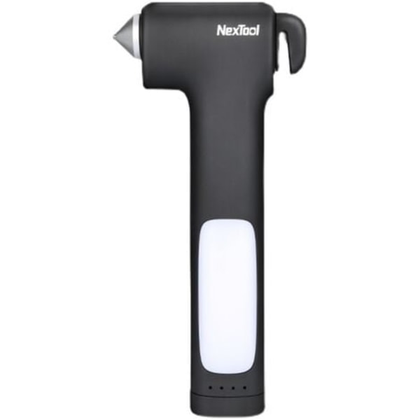 Multifunktionel Car Hammer Breaking Nødbelysning Vindue Hammer Power Bank, Sort