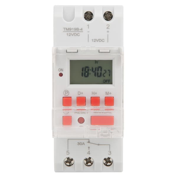 12V DC 30A Ugentlig Timer Switch LCD Tænd Sluk Kontrol Nedtællingsfunktion
