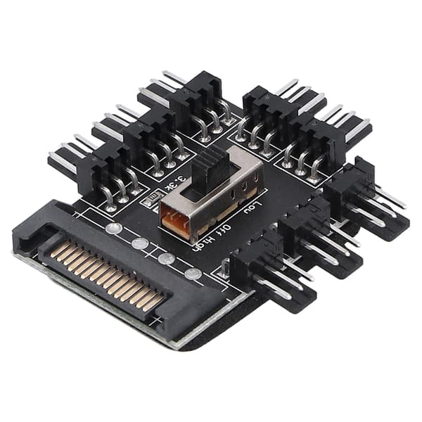 8-vejs Computer Blæser Hub Splitter Hastighedsregulator 3-Pin Forlængerkabel SATA Interface