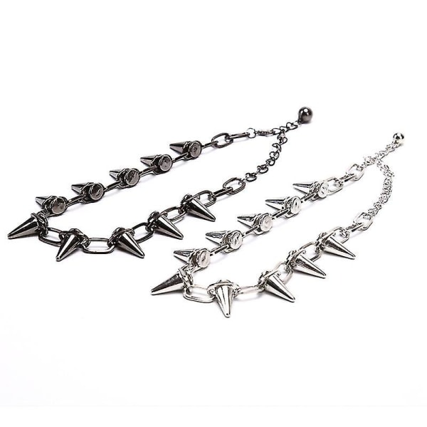 Ny Spike Rivet Punk Halskæde Goth Rock Biker Link Chain Choker smykker Hfmqv Silver