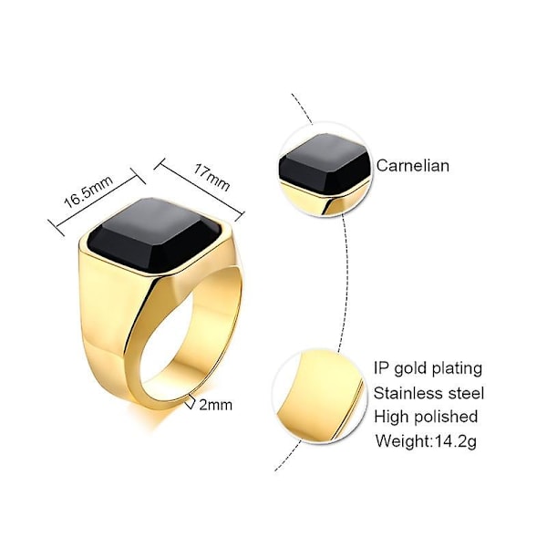 Man Punk Rock Smidig 316l rostfritt stål Cubic Zircon Ring För Män Hip Hop Fest Man Bröllopssmycken Gold